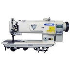 Consew P1560RB-14-DD/220 industrial sewing machine complete package with table, stand, and motor.