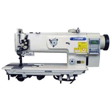 Consew P1560RB-14-DD/220 industrial sewing machine complete package with table, stand, and motor.