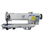 Consew P1560RBL-18-7DD/220 industrial sewing machine complete package with table, stand, and motor.