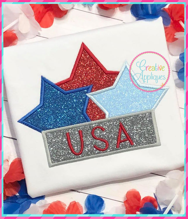 3 Stars Frame Applique included in the Creative Appliques Patriotic Applique and Embroidery Bundle