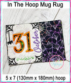 31 October Mug Rug included in the Creative Appliques Mug Rug In-the-Hoop Embroidery Set