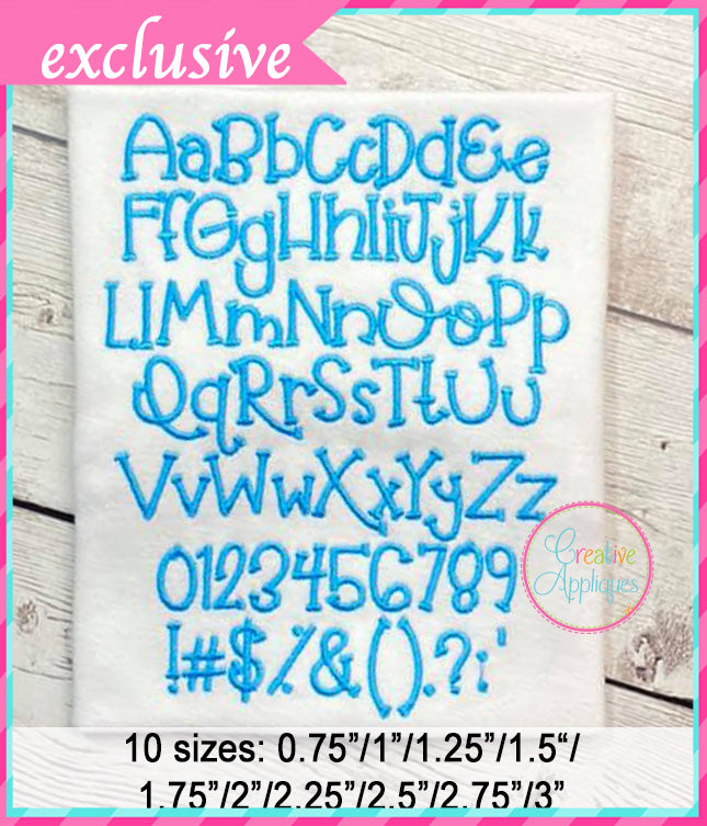 Balloon Embroidery Font included in the Creative Appliques Embroidery Font Bundle