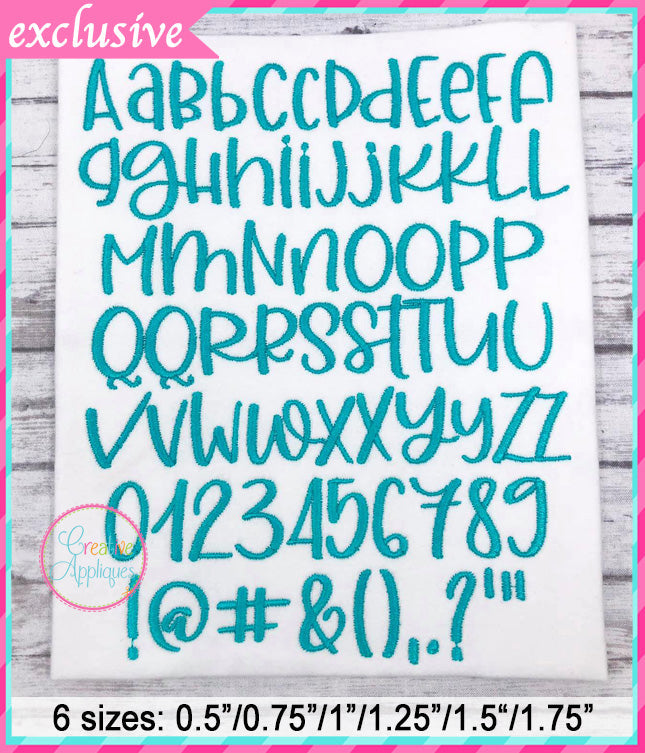 Banana Pancakes Embroidery Font included in the Creative Appliques Embroidery Font Bundle