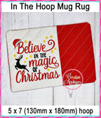 Believe in the Magic of Christmas Mug Rug included in the Creative Appliques Mug Rug In-the-Hoop Embroidery Set