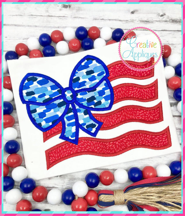 Bow Flag Applique Design included in the Creative Appliques Patriotic Applique and Embroidery Bundle
