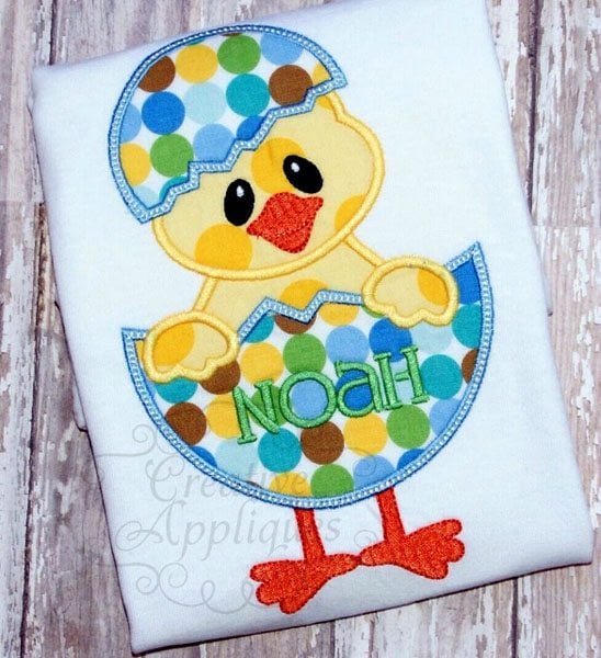 Boy Chick in Easter Egg Applique included in the Creative Appliques Easter Applique and Embroidery Set