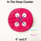 Creative Appliques in-the-hoop button coaster embroidery design in 4-inch and 5-inch sizes
