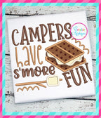 Campers Have S'more Fun Applique included in the Creative Appliques Camping Embroidery and Applique Bundle