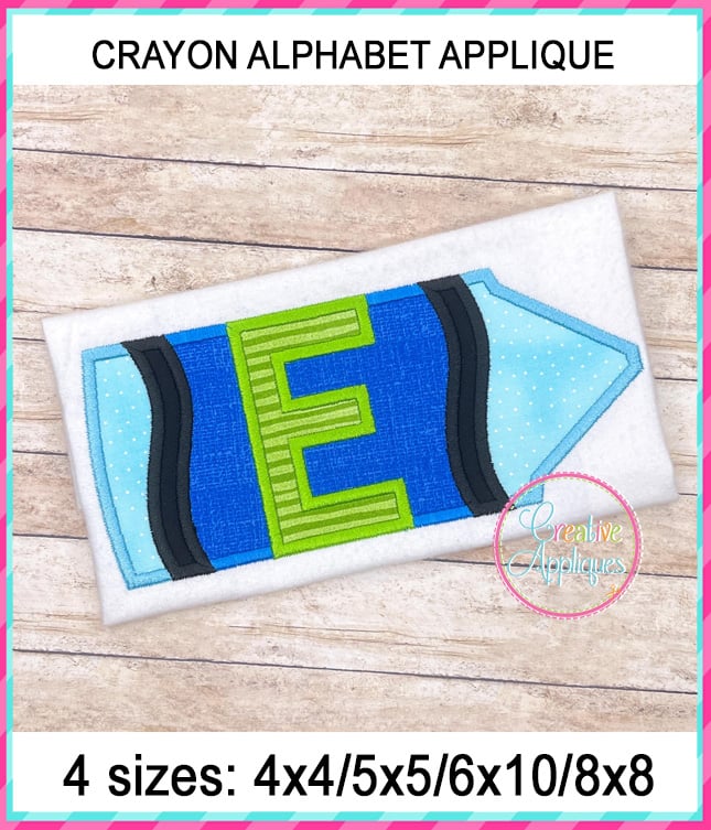 Crayon Alphabet Applique machine embroidery design included in the Creative Appliques Alphabet Applique Bundle