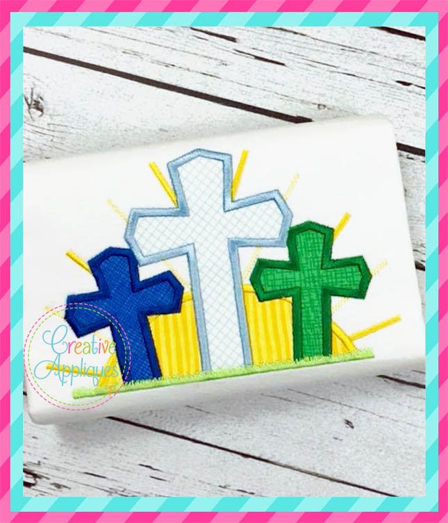 Cross Trio Sunrise Applique included in the Creative Appliques Easter Applique and Embroidery Set