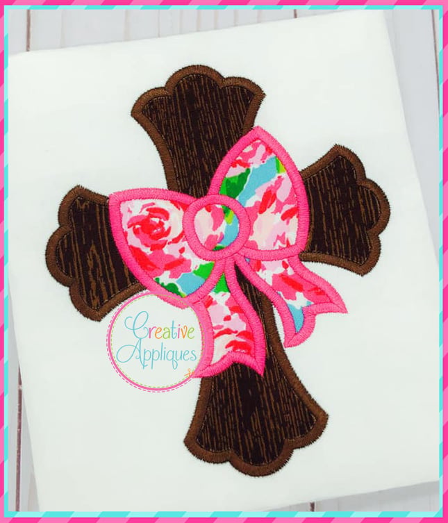 Cross with Bow Applique included in the Creative Appliques Easter Applique and Embroidery Set