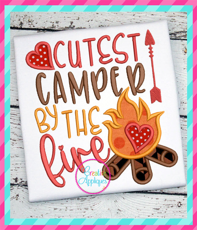 Cutest Camper by the Fire Applique included in the Creative Appliques Camping Embroidery and Applique Bundle