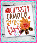 Cutest Camper by the Fire Applique included in the Creative Appliques Camping Embroidery and Applique Bundle