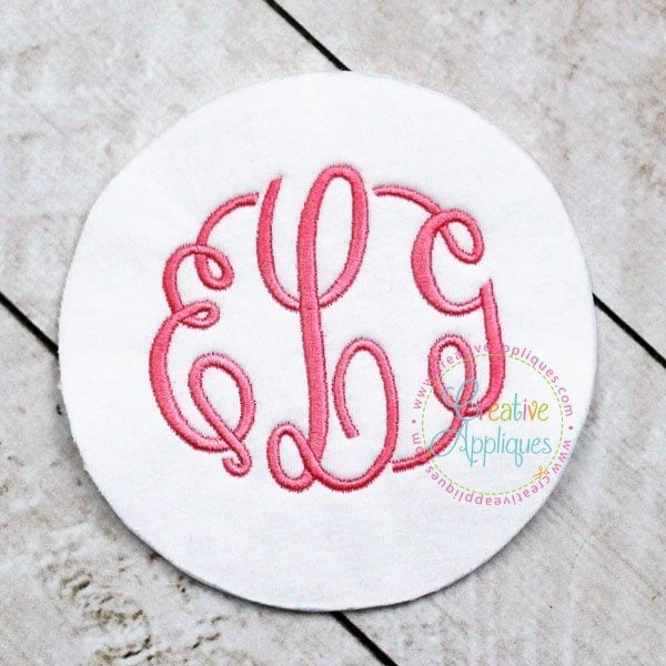 Elegant Circle Monogram Embroidery Font included in the Creative Appliques Monogram Alphabet Embroidery Font Set