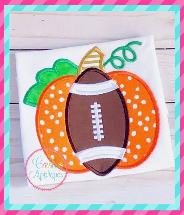 Football Pumpkin Applique included in the Creative Appliques Fall Applique and Embroidery Bundle