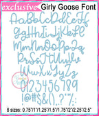Girly Goose Embroidery Font included in the Creative Appliques Embroidery Font Bundle