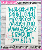 Good Morning Gorgeous Embroidery Font included in the Creative Appliques Embroidery Font Bundle