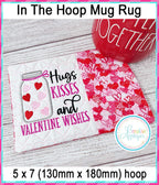 Hugs and Kisses Mug Rug included in the Creative Appliques Mug Rug In-the-Hoop Embroidery Set