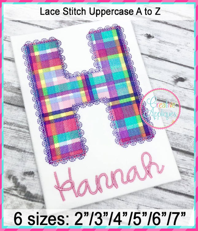 Lace Stitch Block Alphabet Applique machine embroidery design included in the Creative Appliques Alphabet Applique Bundle