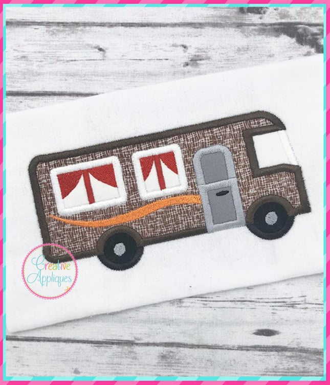 Motorhome Applique included in the Creative Appliques Camping Embroidery and Applique Bundle