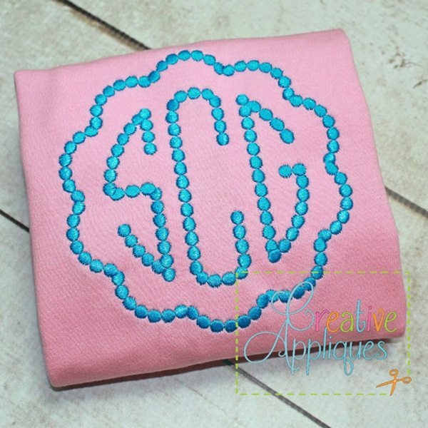 Natural Circle Beaded Dot Monogram Embroidery Alphabet Font included in the Creative Appliques Monogram Alphabet Embroidery Font Set