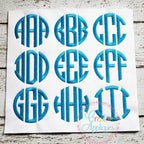 Natural Circle Monogram Embroidery Alphabet Font included in the Creative Appliques Monogram Alphabet Embroidery Font Set