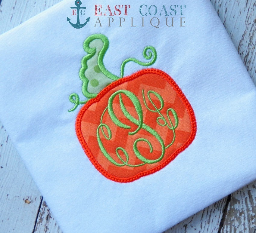 Pumpkin Applique Design included in the Creative Appliques Fall Applique and Embroidery Bundle