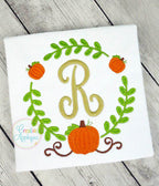 Pumpkin Monogram Embroidery Frame included in the Creative Appliques Fall Applique and Embroidery Bundle