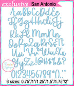 San Antonio Embroidery Font included in the Creative Appliques Embroidery Font Bundle