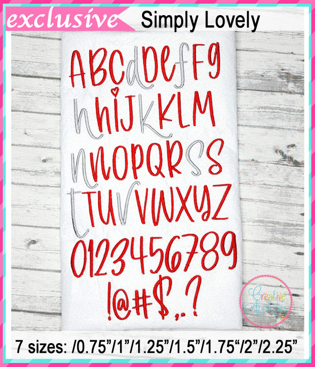 Simply Lovely Embroidery Font included in the Creative Appliques Embroidery Font Bundle