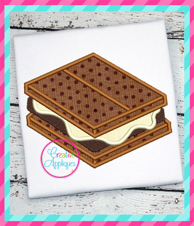 S'more Applique included in the Creative Appliques Camping Embroidery and Applique Bundle