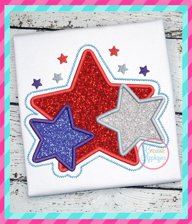 Star Trio Applique included in the Creative Appliques Patriotic Applique and Embroidery Bundle