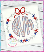 Star Wreath Bow Frame Embroidery Design included in the Creative Appliques Patriotic Applique and Embroidery Bundle