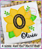 Sunflower Alphabet Applique machine embroidery design included in the Creative Appliques Alphabet Applique Bundle