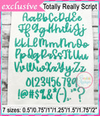 Totally Really Script Embroidery Font included in the Creative Appliques Embroidery Font Bundle