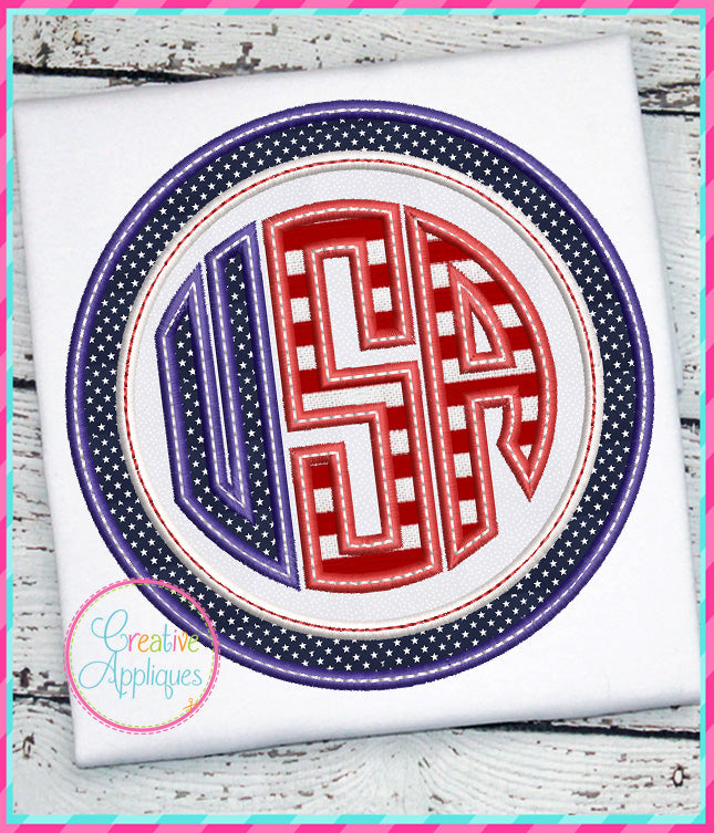 USA Circle Applique included in the Creative Appliques Patriotic Applique and Embroidery Bundle