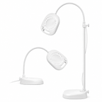 Daylight 5" LED Magnifier Floor Lamp in white shown in floor and table configurations