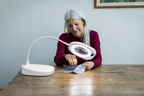 Daylight 5" LED Magnifier Lamp in white used for sewing and detailed craft work
