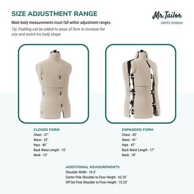 Dritz Mr. Tailor Adjustable Male Form — product view 3