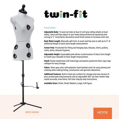 Dritz Twin-Fit Adjustable Dress Form – Petite — product view 2