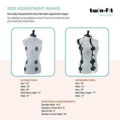Dritz Twin-Fit Adjustable Dress Form – Small — product view 3