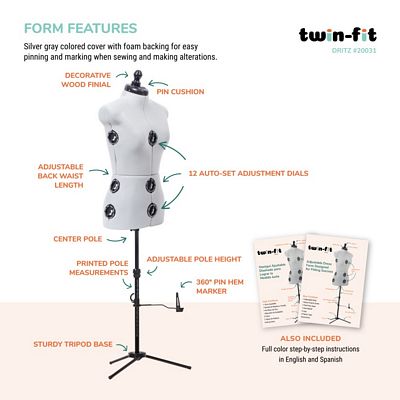Dritz Twin-Fit Adjustable Dress Form – Small — product view 4