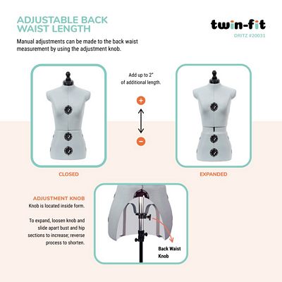 Dritz Twin-Fit Adjustable Dress Form – Small — product view 7