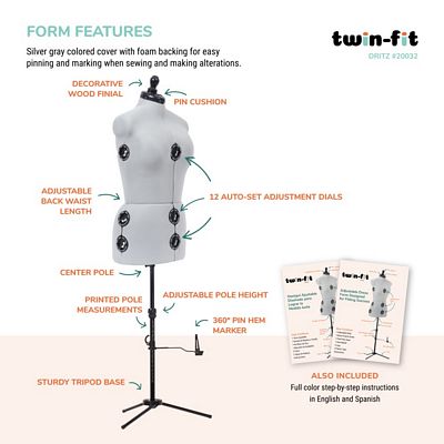Dritz Twin-Fit Adjustable Dress Form – Medium — product view 4