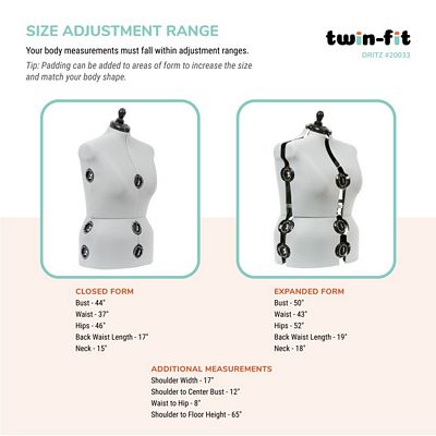 Dritz Twin-Fit Adjustable Dress Form – Large — product view 3