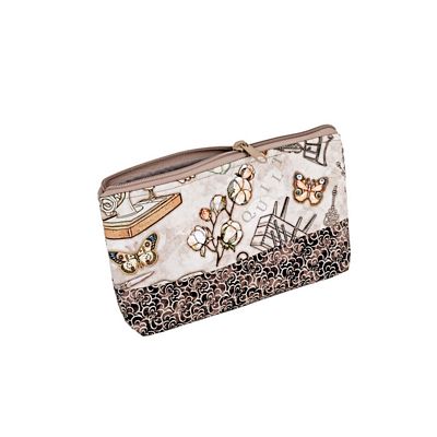 Dritz Sewing Basket & Accessory Case – Taupe Sewing Print — product view 3