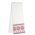White Tea Towels with Red Nordic Snowflake Border — package of 6
