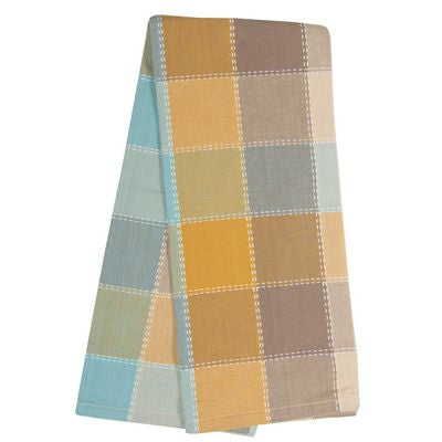 Bold Check Tea Towels with Stitched Outlines — package of 6