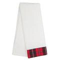 White Waffle Weave Tea Towels with Plaid Border — package of 6