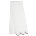 White Tea Towels with Taupe Scalloped Edge — package of 6